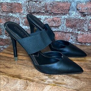 Charlies Black Mules Elegant Pointed Toe